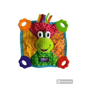 Nuby Frog Multicolor Teether Tags Blue Red Green Crinkle Lovey Baby Infant Toy